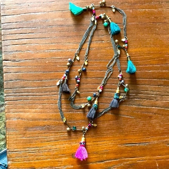 NECKLACE with colorful tassels beads charms From Ten Thousand Villages. Boho - Picture 1 of 4